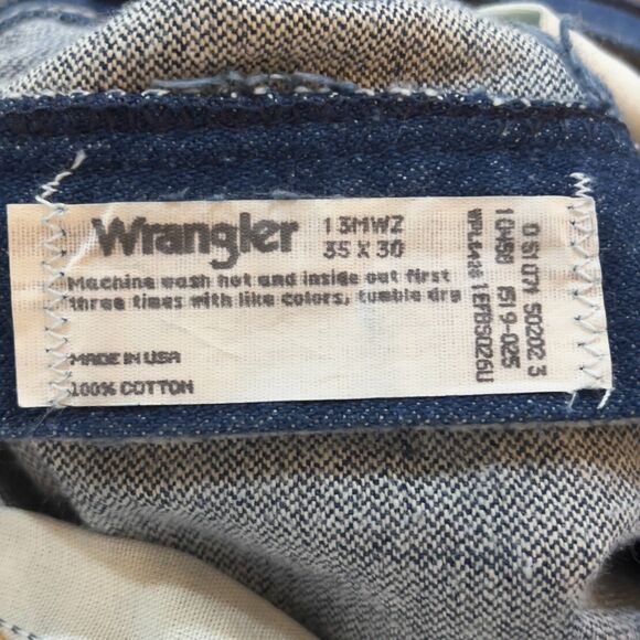 Vintage 70s/80s Wrangler Denim Blue Jeans Cowboy Cut Made in USA 13MWZ Sz 35x30 - Picture 4 of 12